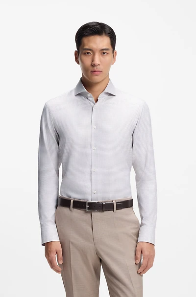 Checked regular-fit shirt Italian-made cotton twill