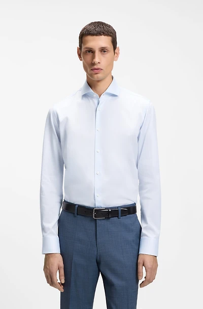 Regular-fit shirt structured Italian-made cotton