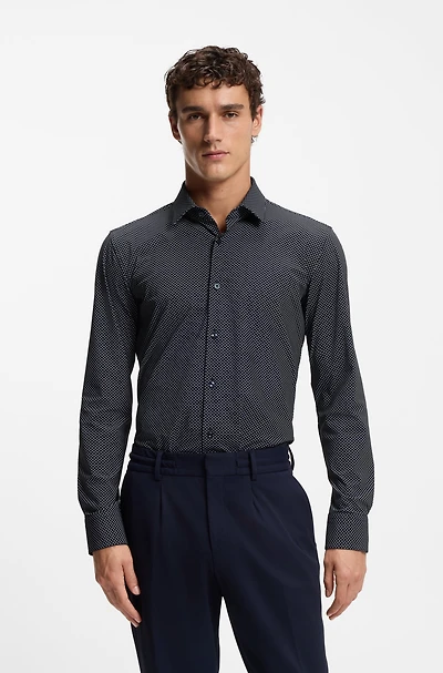 Printed slim-fit shirt performance-stretch jersey