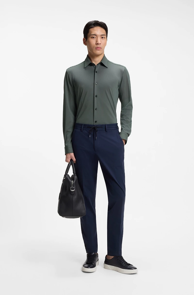 Patterned slim-fit shirt performance-stretch jersey