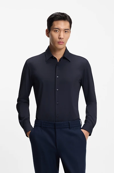 Performance-stretch slim-fit shirt structured jersey