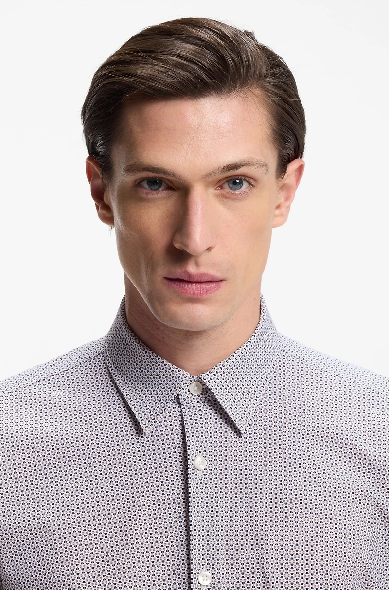 Printed slim-fit shirt performance-stretch jersey