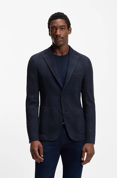Checked slim-fit jacket a cotton blend