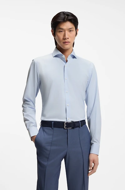 Checked slim-fit shirt performance-stretch fabric