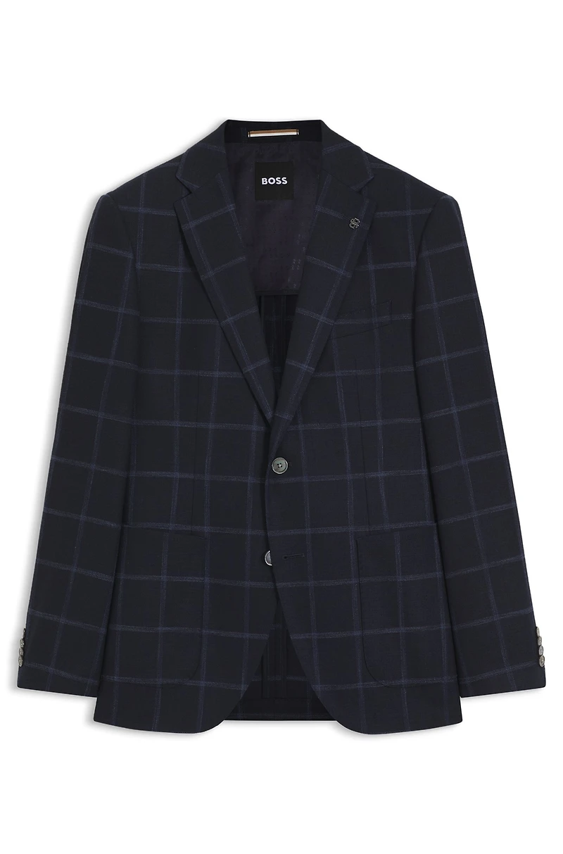 Checked regular-fit jacket comfort-stretch cloth