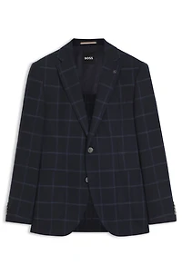 Checked regular-fit jacket comfort-stretch cloth