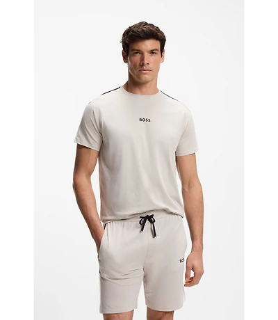 Cotton-blend pajama T-shirt with color-blocking