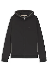 Contrast-binding zip-up hoodie a cotton blend