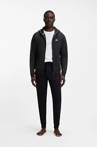 Contrast-binding zip-up hoodie a cotton blend