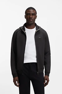 Contrast-binding zip-up hoodie a cotton blend