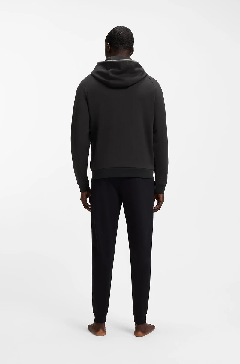 Contrast-binding zip-up hoodie a cotton blend