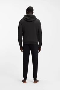 Contrast-binding zip-up hoodie a cotton blend
