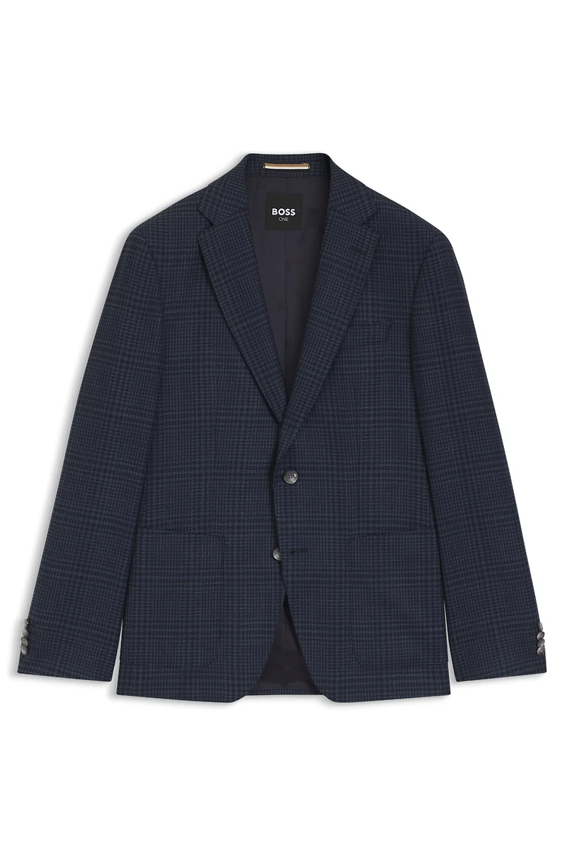 Checked slim-fit jacket virgin wool
