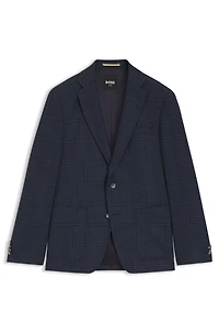 Checked slim-fit jacket virgin wool