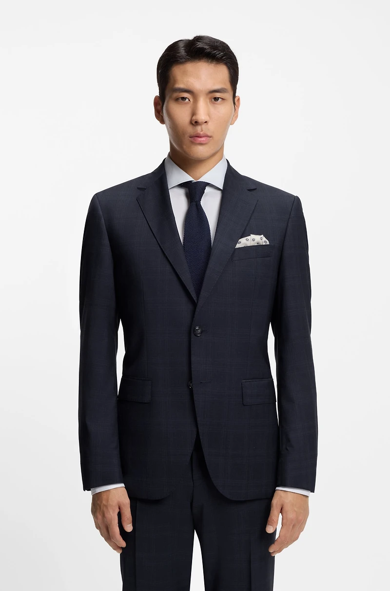 Two-piece regular-fit suit checked virgin wool