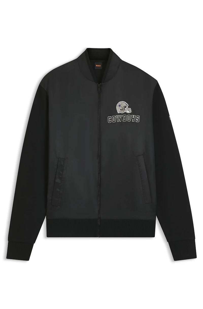 BOSS x DALLAS COWBOYS bomber jacket with helmet graphic