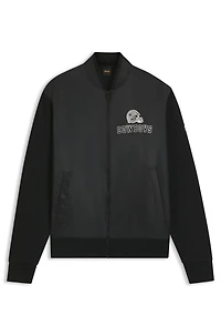 BOSS x DALLAS COWBOYS bomber jacket with helmet graphic