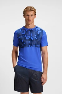 Stretch-mesh slim-fit T-shirt with all-over print