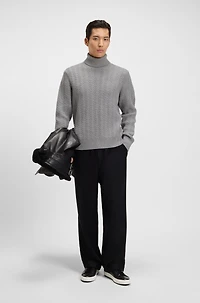 Rollneck sweater herringbone virgin wool