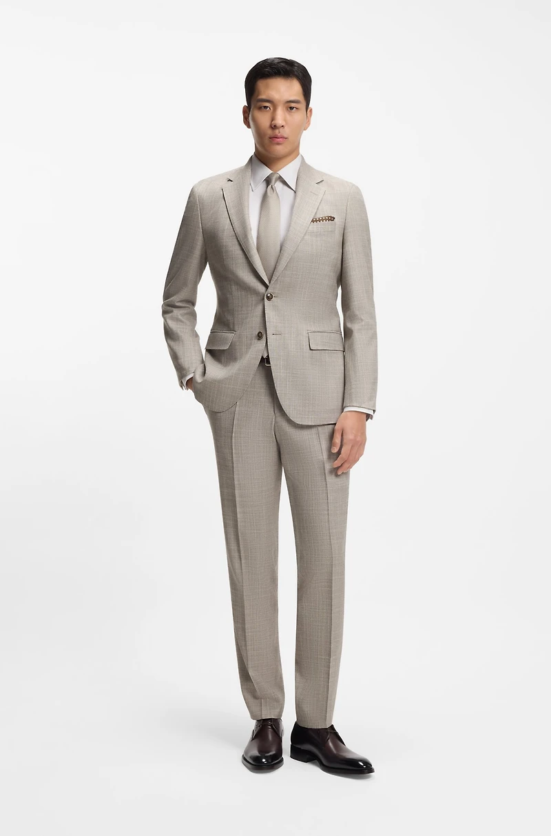 Patterned two-piece slim-fit suit a wool-silk blend