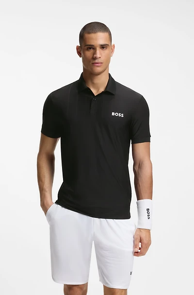 Active Stripe-jersey slim-fit polo shirt with four-way stretch