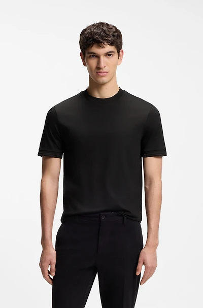 Contrast-tipping slim-fit T-shirt mercerised cotton