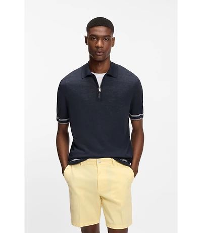 Zip-neck sweater a linen blend