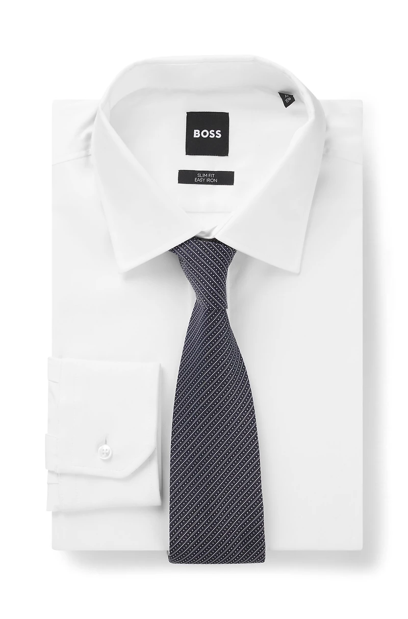 Diagonal-stripe tie in Italian-made silk jacquard