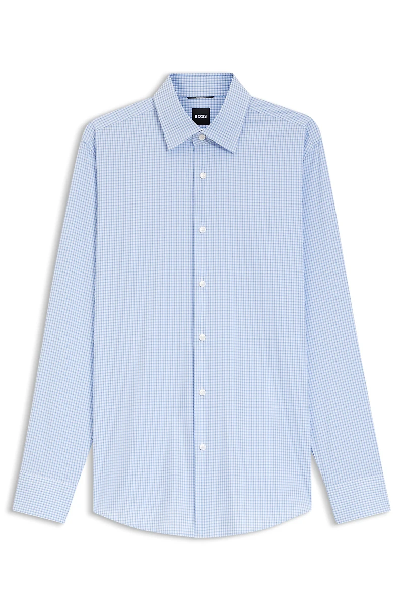 Checked slim-fit shirt performance-stretch fabric