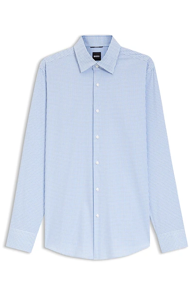 Checked slim-fit shirt performance-stretch fabric