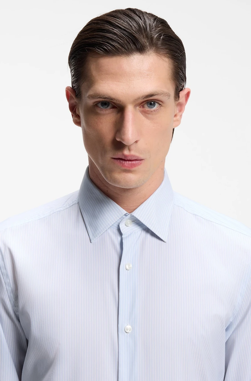 Striped slim-fit shirt performance-stretch fabric