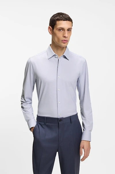 Slim-fit shirt Italian performance-stretch jersey