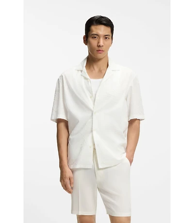 Relaxed-fit shirt floral-embroidered cotton