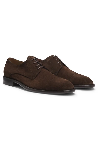 Derby shoes suede with cap toe