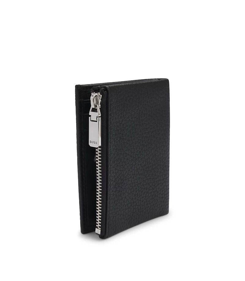 Logo-lettering wallet in grained leather