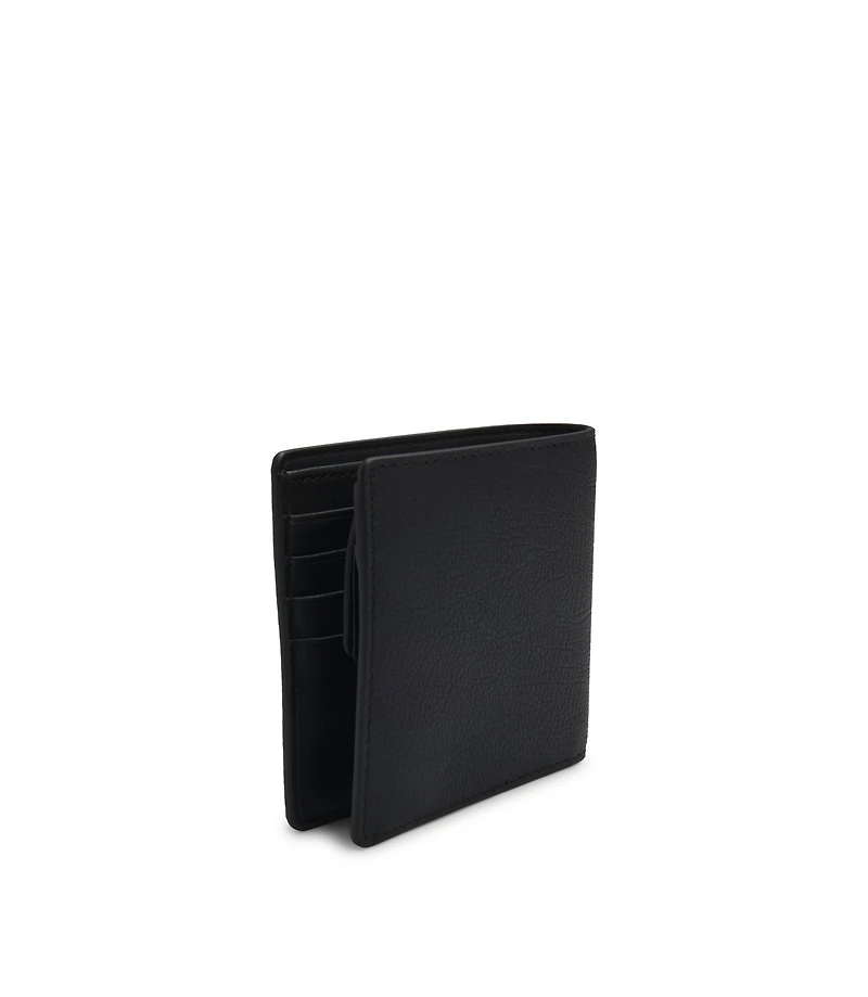 Billfold wallet with silver-tone logo and coin pocket