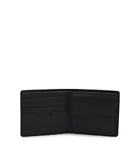 Billfold wallet with silver-tone logo and coin pocket
