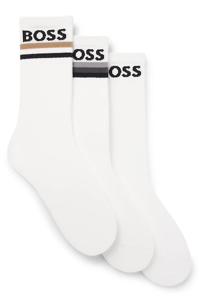 Three-pack of bamboo-blend ankle socks with logos