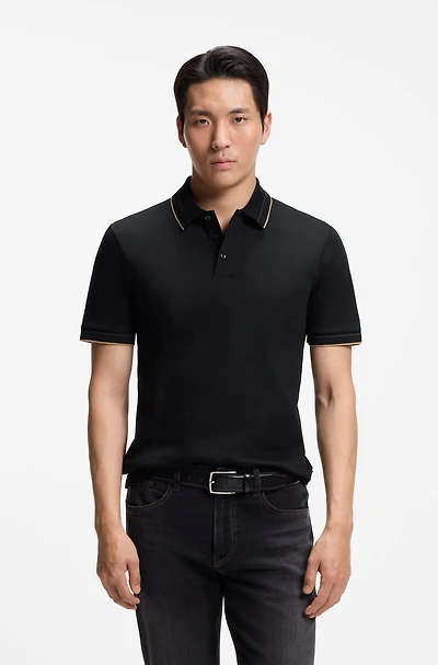Slim-fit polo shirt mercerized cotton