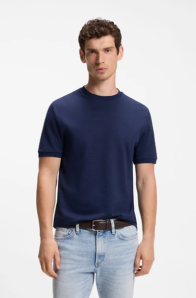 Regular-fit polo shirt cotton-silk jacquard