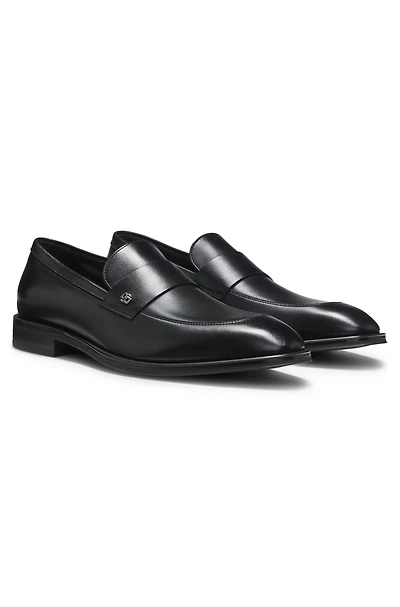 Leather loafers with Double B monogram trim
