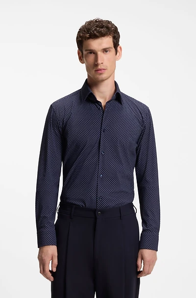 Slim-fit shirt printed performance stretch fabric