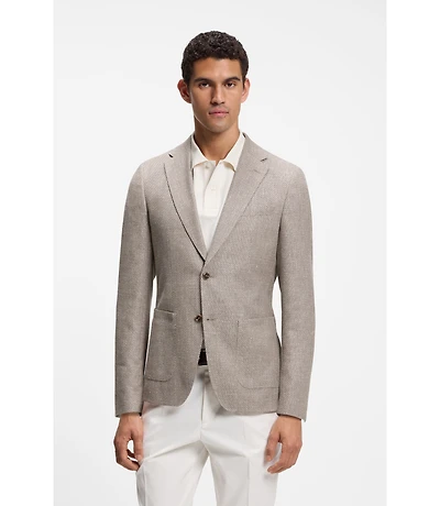 Slim-fit blazer a patterned virgin wool blend