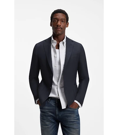 Slim-fit jacket virgin wool and linen