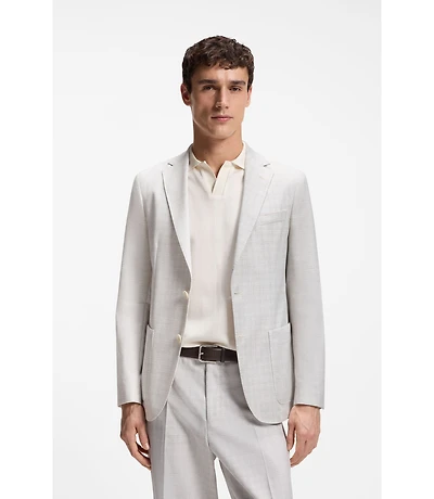 Slim-fit blazer checked virgin wool and cotton