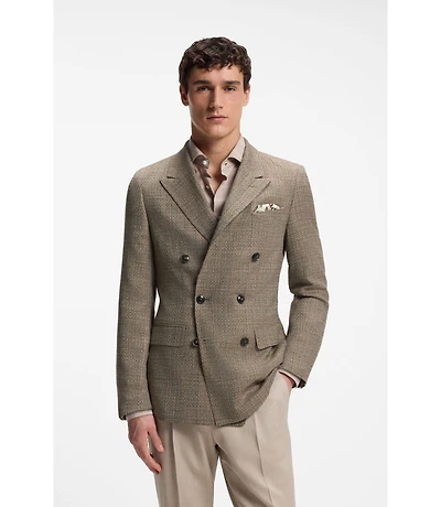 Regular-fit jacket silk and virgin wool