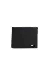 Structured billfold wallet with silver-tone logo lettering