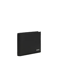 Structured billfold wallet with silver-tone logo lettering