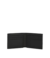Structured billfold wallet with silver-tone logo lettering