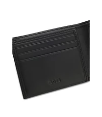 Structured billfold wallet with silver-tone logo lettering